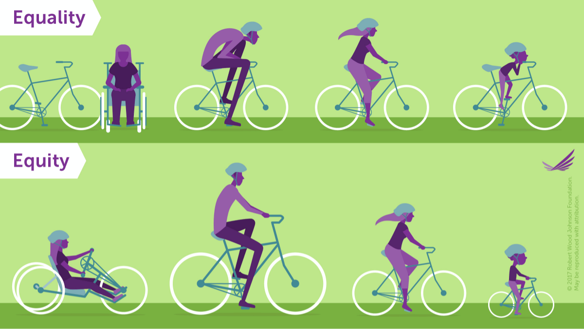 RWJF bikes equality equity PURPLE